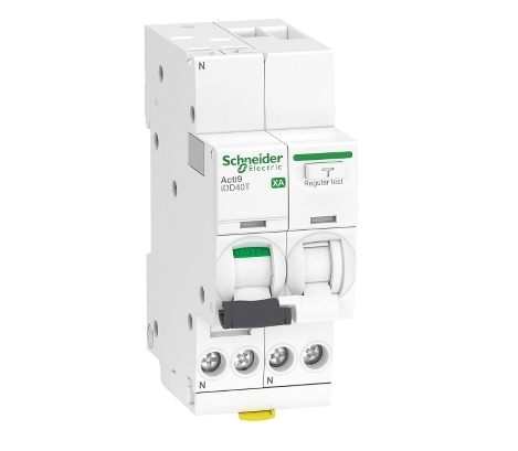 Schneider Electric Type C Residual Current Circuit Breaker with Overload Protection - 1P + N, 20A Current Rating, ACTI9