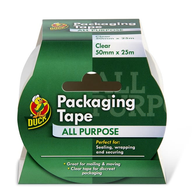 DUCK TAPE 224499 Clear Packing Tape, 25m x 50mm