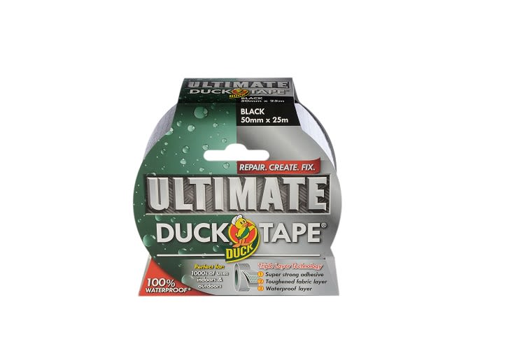 DUCK TAPE Duck Tape 232152 Duct Tape, 25m x 50mm, Black, Gloss Finish
