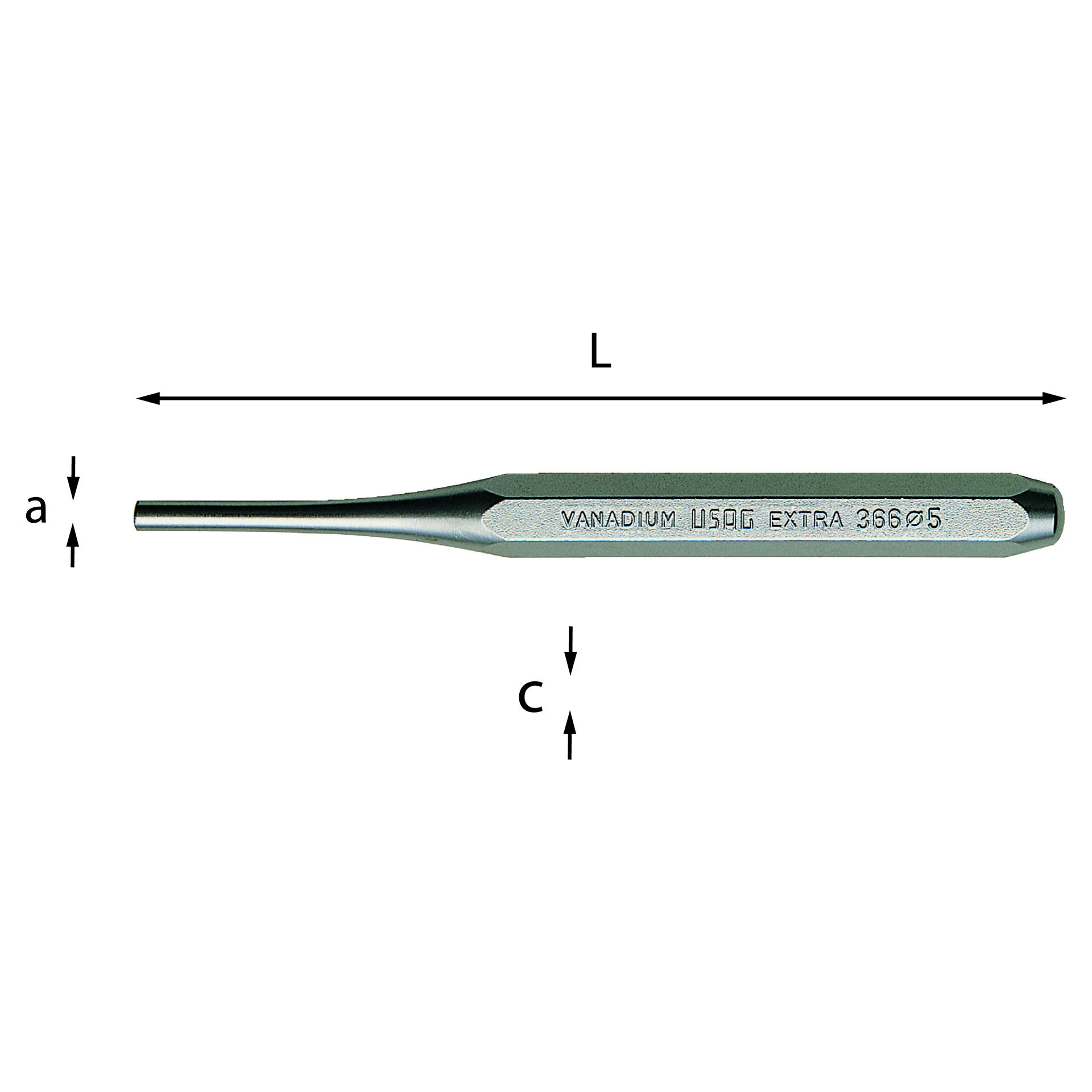 Punzone Usag, tipo Cacciaspina, L. 125 mm, Ø gambo 3 mm, pezzi