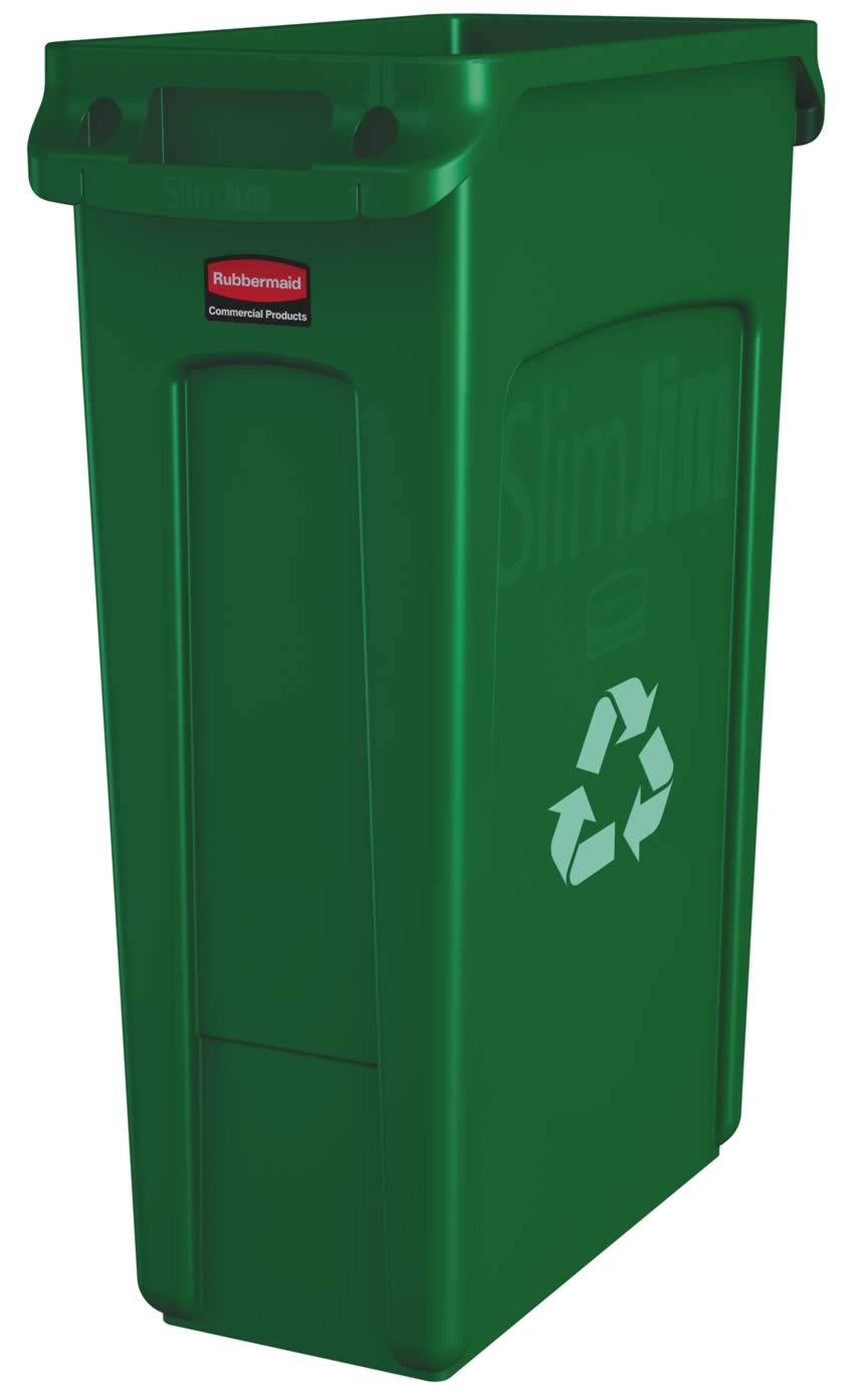 Rubbermaid Commercial Products Slim Jim 23gal Green Polypropylene Waste Bin