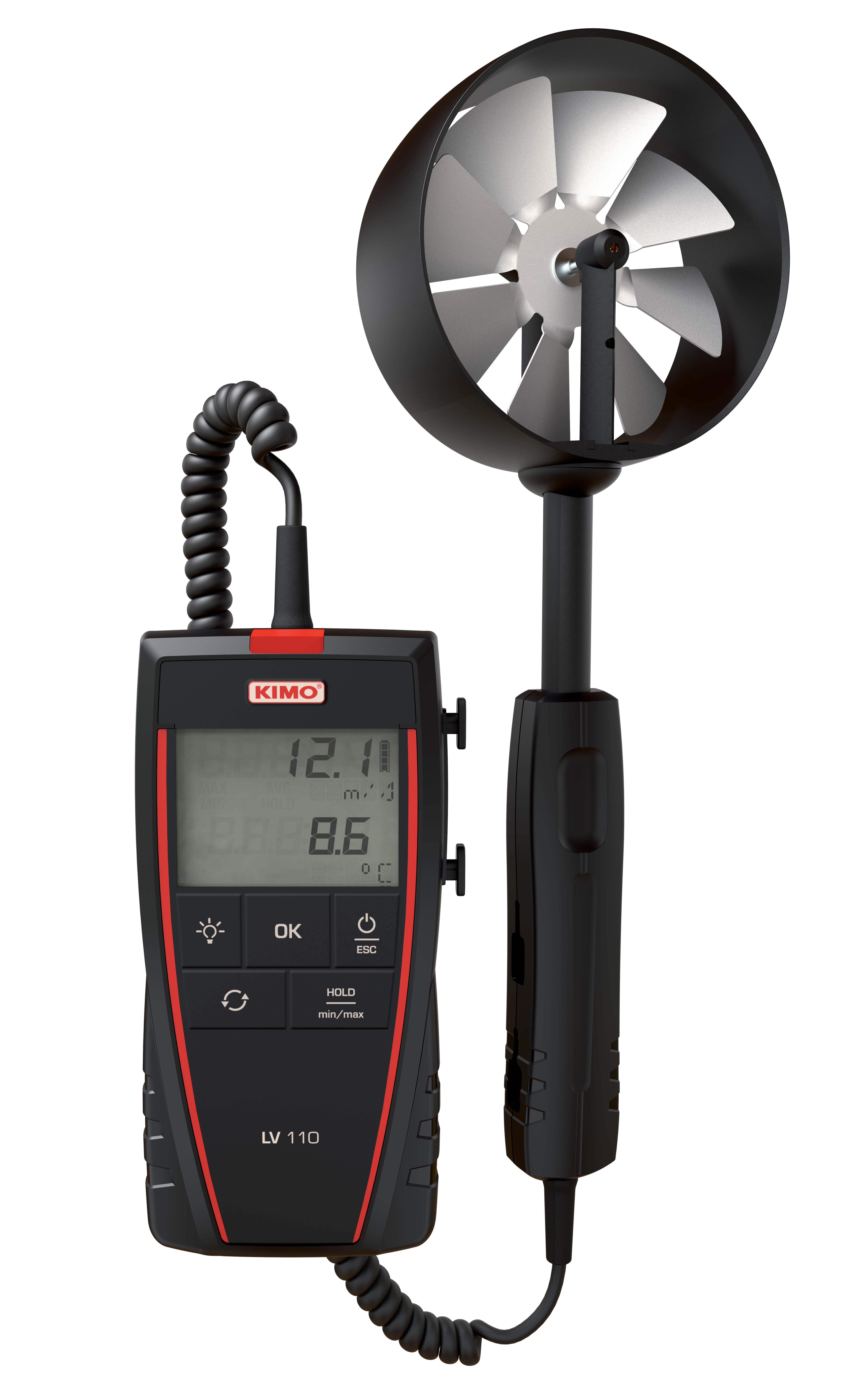 KIMO Rotary Vane Anemometer, 35m/s Max, Measures Air Flow, Air Velocity