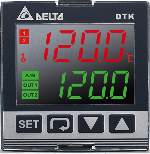 Delta Electronics DTK Panel Mount PID Temperature Controller, 48 x 48 (1/16 DIN)mm 1 Input, 2 Output Voltage Pulse, 100