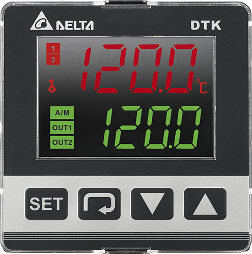 Delta Electronics DTK Panel Mount PID Temperature Controller, 72 x 72mm 1 Input, 2 Output Relay, 100 → 240 V