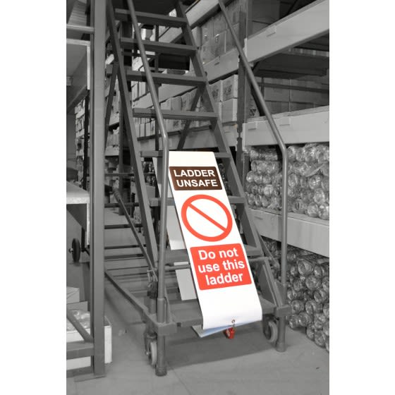 Spectrum Industrial LOK Series Red on White Safety Ladder Tag, English Language, 1 per Pack