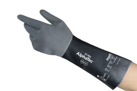 Ansell Black Abrasion Resistant, Chemical Resistant Work Gloves, Size 10, Nitrile, Nylon Lining, Neoprene, Nitrile