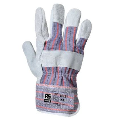 Grey Cotton, Leather Work Gloves, Size XL