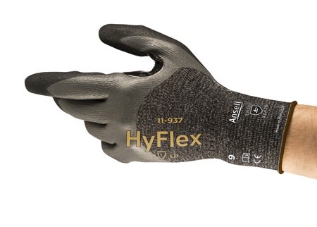 Ansell Black, Grey Abrasion Resistant Work Gloves, Size 8, Dyneema Lining, Foam Nitrile Coating