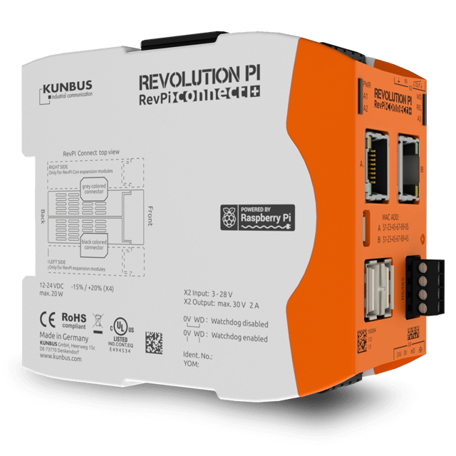 Kunbus RevPi Connect SE, Industrial Computer, 20W, 1.5 GHz, 32GB (Flash) / 1GB (RAM), 4 Linux