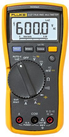 Fluke 117 Handheld Digital Multimeter, True RMS, 10A ac Max, 10A dc Max, 600V ac Max - UKAS Calibration