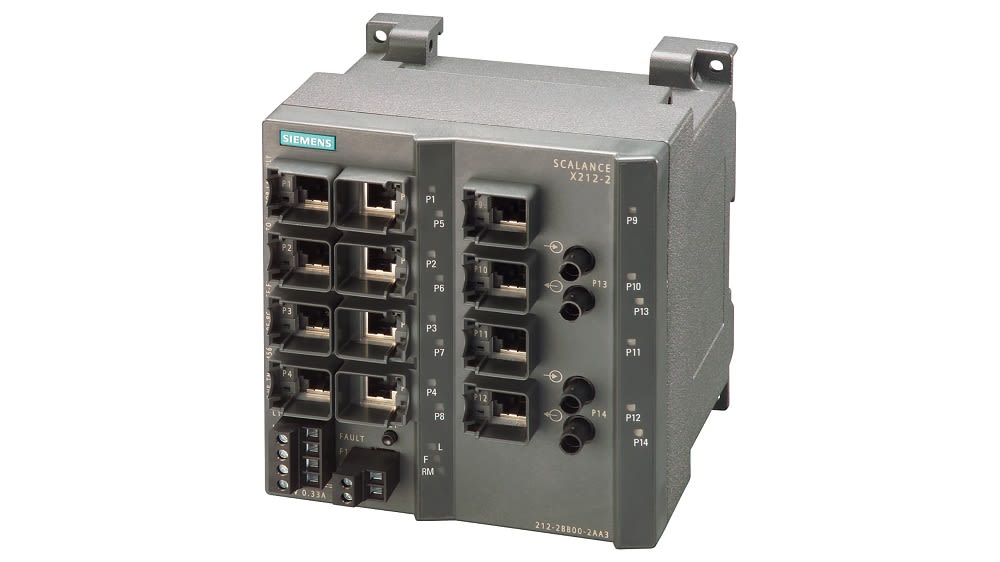 Siemens Ethernet-Switch, 12 x RJ45 / 10/100Mbit/s für DIN-Schienen, 24V dc