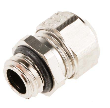 SES Sterling A1 Series Metallic Nickel Plated Brass Cable Gland, PG21 Thread, 12.5mm Min, 20.5mm Max, IP68
