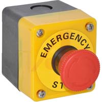 SWITCH;EMERGENCY STOP; NON-LIGHTED; PUSH-LOCK; TURN RESET; W/ENCLOSURE;2NC CONTA