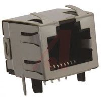 TE Connectivity Mod Jack; Right Angle; 8 Position; Cat 5; Shielded; Inverted; Panel & PCB Ground