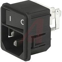 Schurter Module, Pwr Entry;AC Inlet With Line Switch;Screw-On Mt;Quick Conn.;10A;SPST