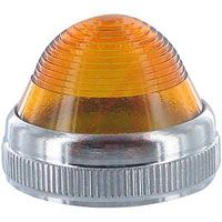 Dialight Indicator; Amber; 1.14 In.; 1 In.; 1.14 In.; Round; Chrome Plated Brass
