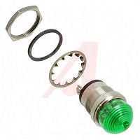 Dialight Indicator; Green; 1800; 1 In.; 24 VDC; 32 MA; Panel; Nickel Plated Brass