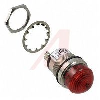 Dialight Indicator, LED;Red;1300fL;1In.;125VDC;95mA;Panel;Nickel Plated Brass;Dome