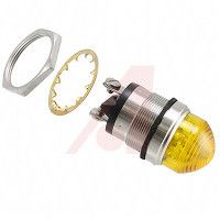 Dialight Indicator; Yellow; 1300; 1 In.; 12 VDC; 95 MA; Panel; Nickel Plated Brass