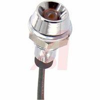 Lumex Indicator, LED;Red;30mcd Axial;0.915In.;T-1;2V (Forward);6In.Wire Lead;Chrome