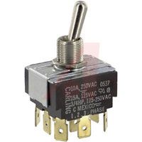 Carling Technologies Switch,3PDT,ON-OFF-ON,SPADE TerminalS