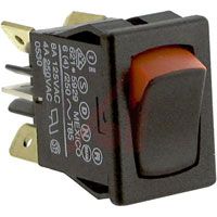 Carling Technologies Switch, Rocker, Miniature CURVETTE, DPDT, ON-NONE-ON, 0.187 TABS TERM, VISI-ROCK