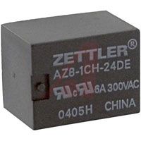 American Zettler Relay, PCB; 300 VAC/150 VDC; 6 A Max; Coil 24 VDC / 1.28 Kohms; SPDT