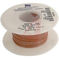 Alpha Wire Wire, Hook-Up; 24 AWG; 19/36; 0.006 In.; 0.037 In.; -60 DegC; 250 V; Red