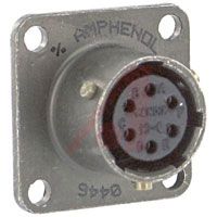 Amphenol Industrial Connector,metal Circular,box Mounting Recept,size 10,6 #20 Solder Socket Contact