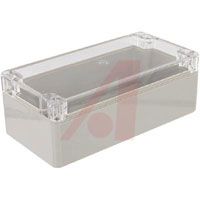 Bud ENCLOSURE, POLYCARBONATE LIGHT GRAY BODY AND CLEAR COVER, 6.30 X 3.15 X 2.17