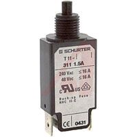 Schurter Circuit Breaker; 1.5 A; 240 VAC/48 VDC; 4000 VAC (Test Voltage); Quick Connect