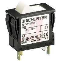 Schurter Circuit Breaker; 10 A; 125/250 VAC; Quick-Connect; 1.5 KV (Min.); Black
