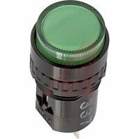 Idec LED Pilot Light;Full Voltage/Solder Terminal;Flat Lens;24 VDC;Green