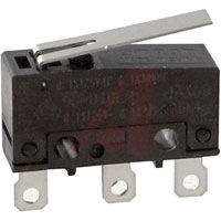 Omron SWITCH,SUBMINIATURE,SNAP ACTION,HINGE LEVER,SOLDER TERMINALS,0.1A