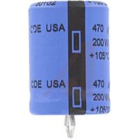 Cornell-Dubilier Capacitor, Al Electrolytic;470uF;Snap-In;Radial;+/-20%;Case A03;400VDC;35mmDia.