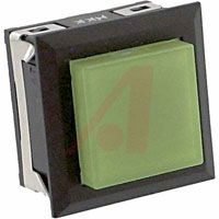 NKK Switches Switch, Pushbutton, Lighted, Low Profile, SPDT, Snap-In, On-On, Bright Green LED
