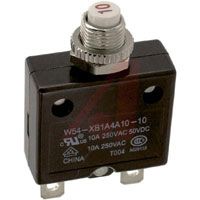 TE Connectivity Circuit Breaker; 10 A; 250 VAC (Max.); Metal; Straight Quick Connect Tab