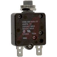 TE Connectivity Circuit Breaker; 10 A; 250 VAC/50 VDC (Max.); Straight Quick Connect Tab
