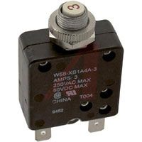 TE Connectivity Circuit Breaker; 3 A; 250 VAC/50 VDC (Max.); Straight Quick Connect Tab
