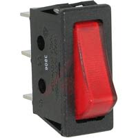 ZF Switch, Rocker, Unprinted, Thin, Lighted, Red, SPST