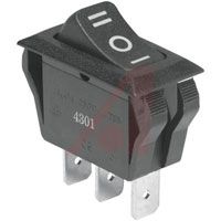 ZF Switch, Rocker, POWER, SPDT, ON/OFF/ON, BLACK,  L O LL PRINTED