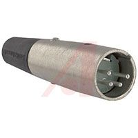 Switchcraft XLR Plug; Straight Male Cord; 4; Zinc, Nickel Plated; Brass, Silver Plated