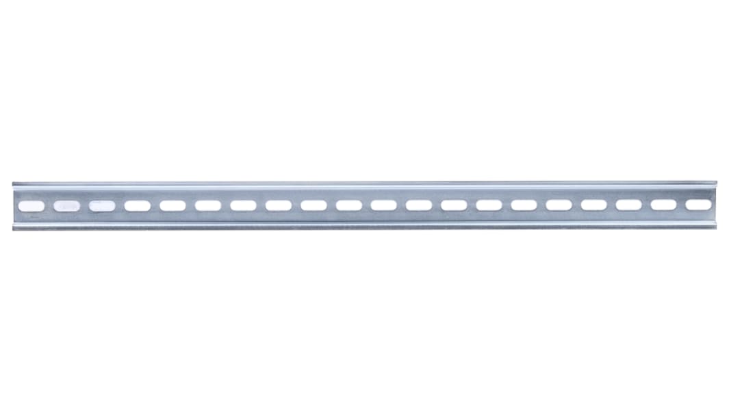 RS PRO Steel Slotted DIN Rail, Top Hat Compatible, 500mm x 35mm x 7.5mm