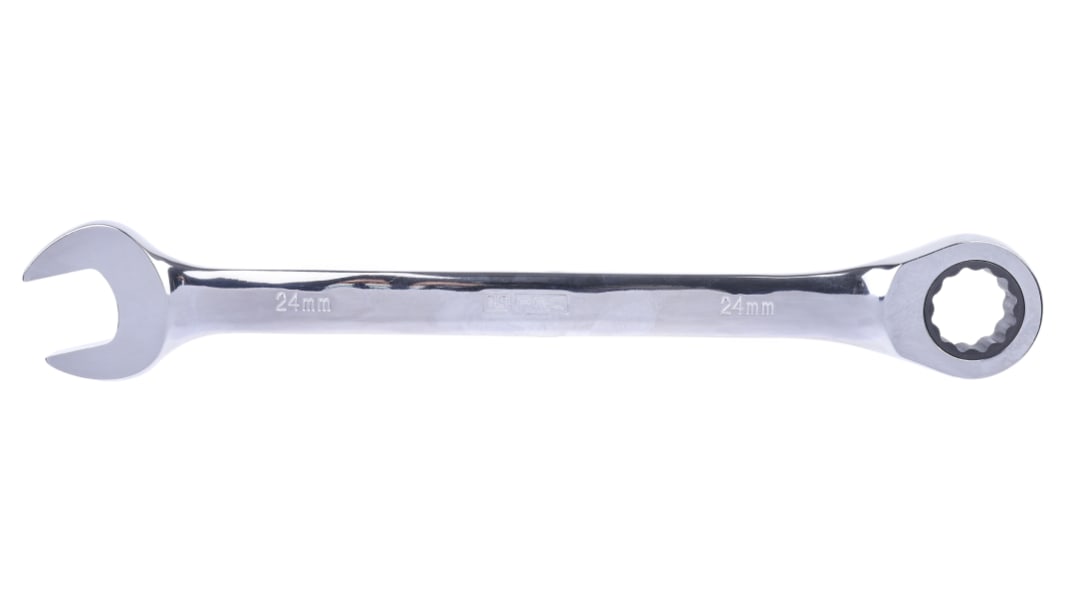 RS PRO Combination Ratchet Spanner, 24mm, Metric, Double Ended