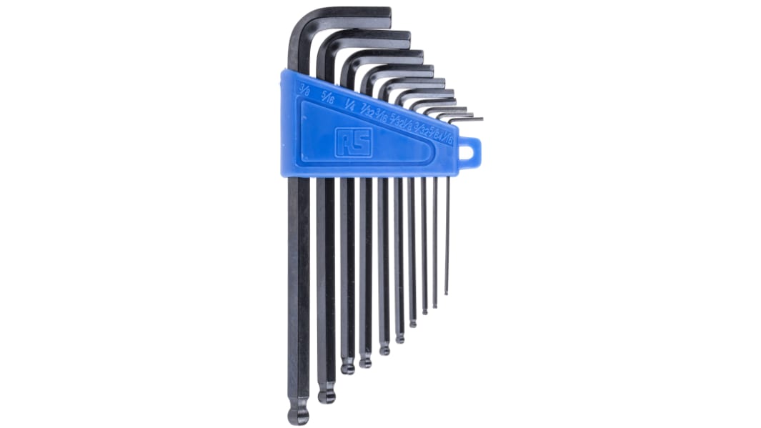 RS PRO 10 piece L Shape Imperial Hex Key Set, 1/16 → 3/8in