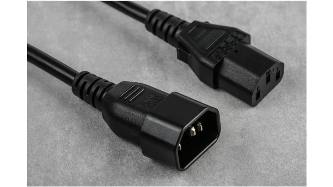 RS PRO IEC C13 Socket to IEC C14 Plug Power Cord, 5m