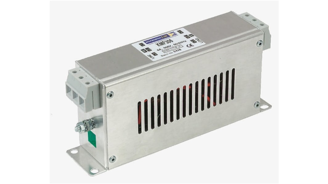 Filtro EMI Deltron, 23A, 3 fasi, 500 V c.a. Su flangia
