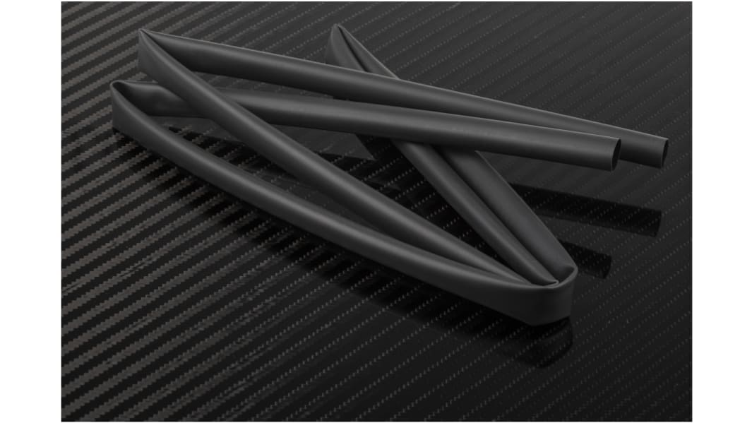 RS PRO Adhesive Lined Heat Shrink Tubing, Black 9.5mm Sleeve Dia. x 1.2m Length 3:1 Ratio