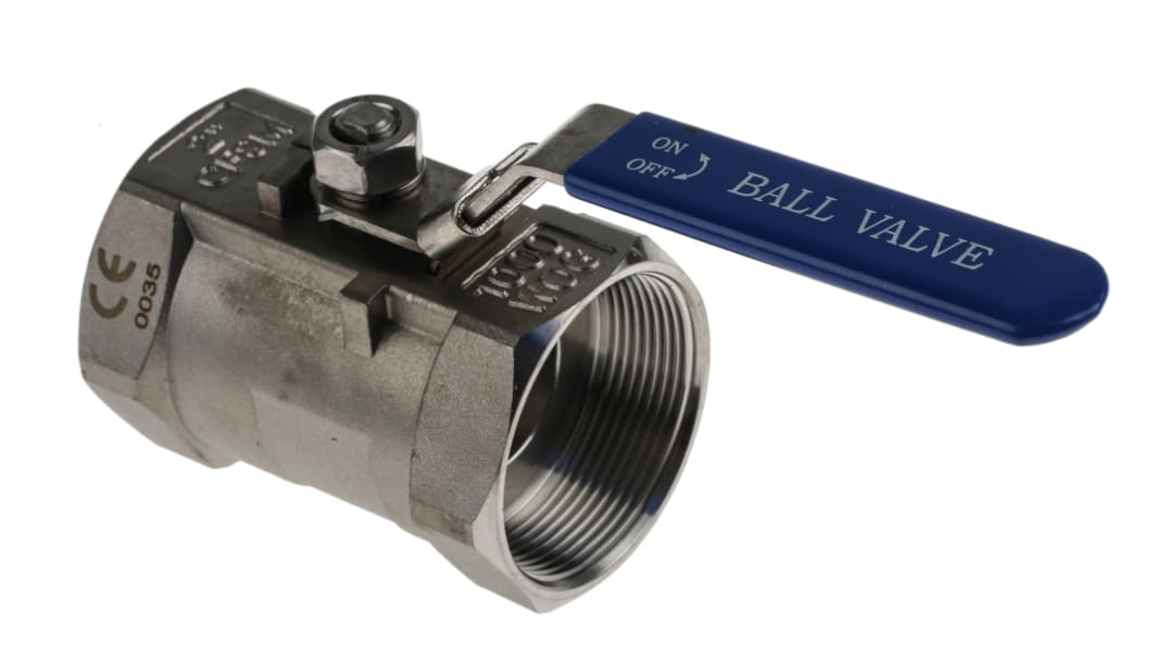 RS PRO Stainless Steel Reduced Bore, 2 Way, Ball Valve, Threaded, BSPP 2in, 68bar Operating Pressure