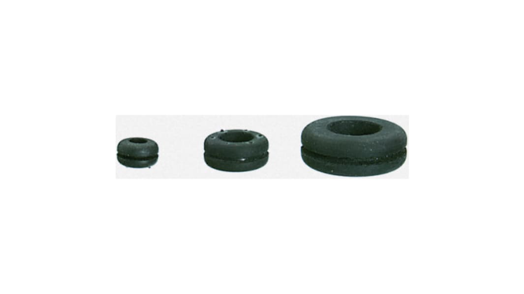 SES Sterling DA Black Polychloroprene 20mm Cable Grommet for Maximum of 14mm Cable Dia. 02520066010